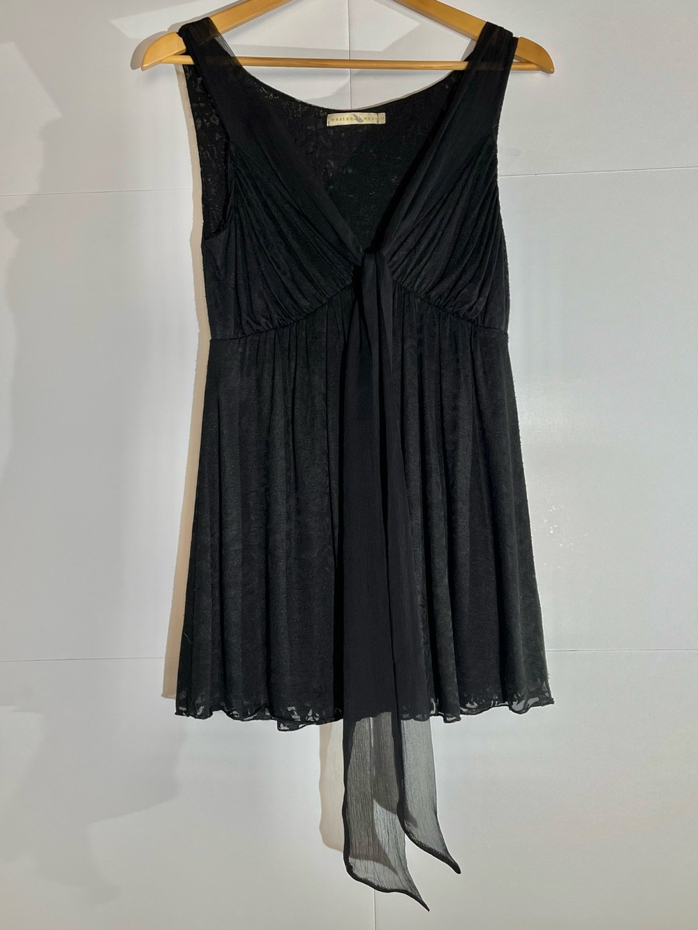 Y2K Weston Wear (Anthropology) Tie-Front Layered Burnout Sleeveless Babydoll